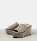 Brunello Cucinelli Suede platform slides