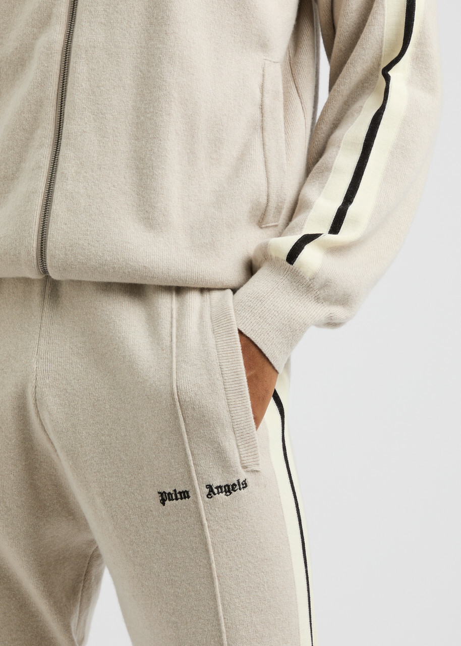 Palm Angels Striped Wool-blend Track Pants Beige Palm Angels
