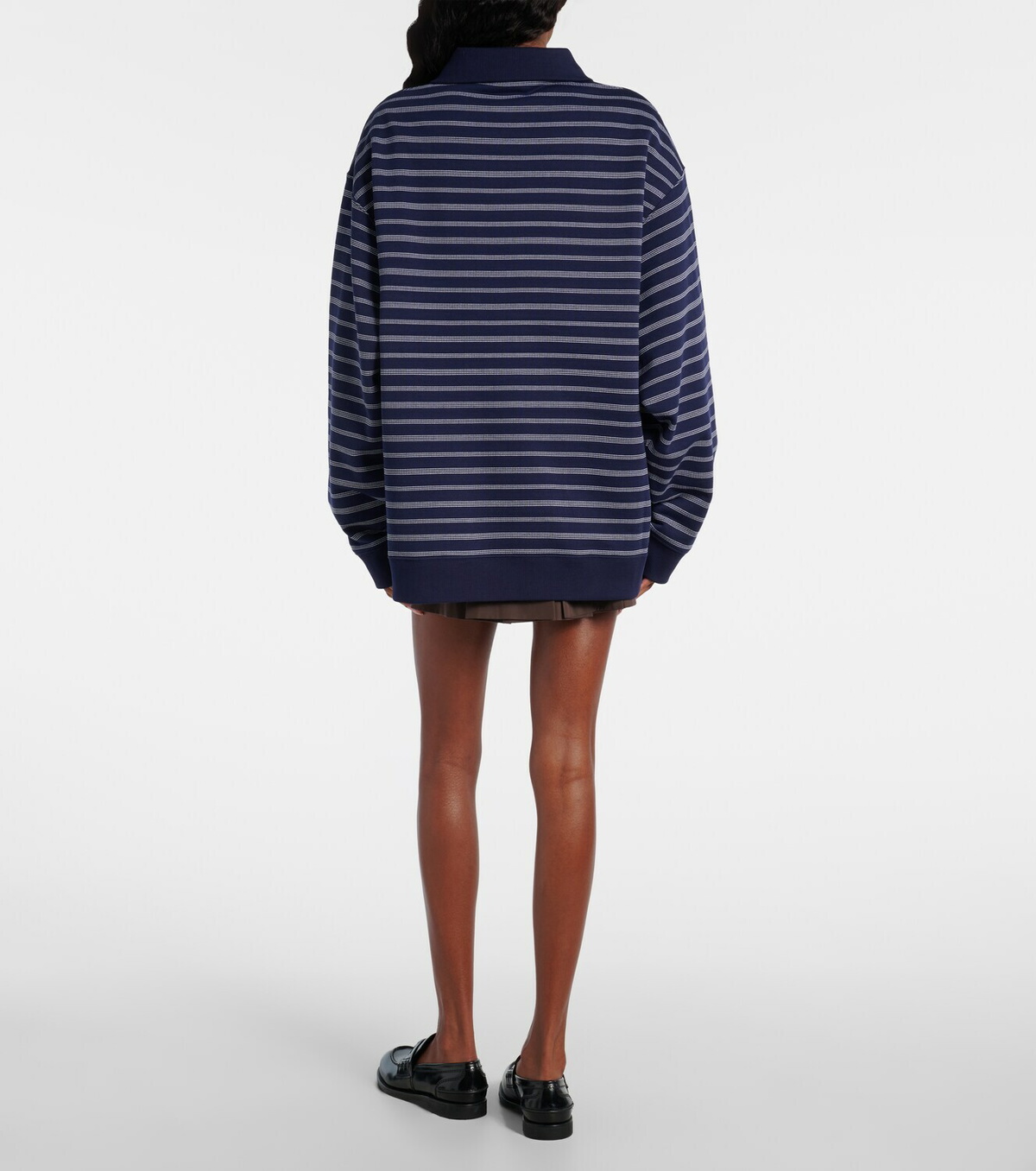 Miu Miu Striped cotton half-zip polo shirt Miu Miu