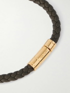 TOM FORD - Gold-Tone and Woven Leather Bracelet - Green
