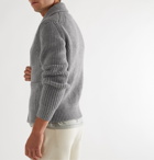 TOM FORD - Slim-Fit Shawl-Collar Ribbed Cashmere and Mohair-Blend Cardigan - Gray