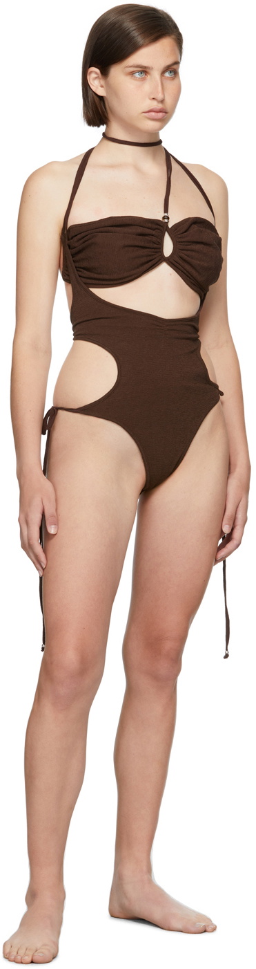 Hyein Seo SSENSE Exclusive Brown One-Piece Swimsuit Hyein Seo