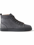 Christian Louboutin - Louis Orlato Grosgrain-Trimmed Suede High-Top Sneakers - Gray