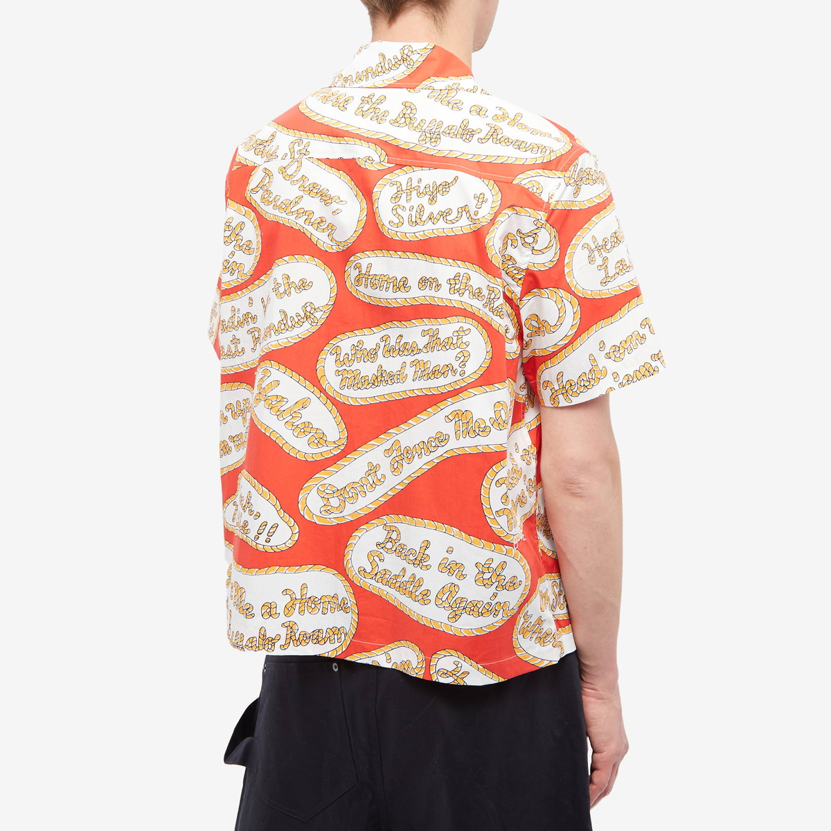 Bode Men's Rodeo Slogan Shirt in Red Multi