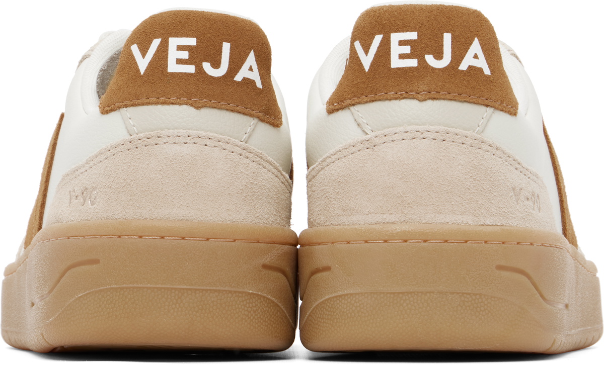 VEJA Off-White & Tan V-90 Leather Sneakers