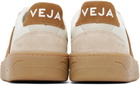 VEJA Off-White & Tan V-90 Leather Sneakers