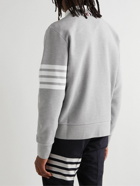 Thom Browne - Striped Ribbed Cotton-Jersey Sweatshirt - Gray