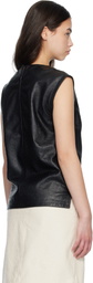 Loulou de Saison Black FIZA Ostrich-Effect Leather Blouse