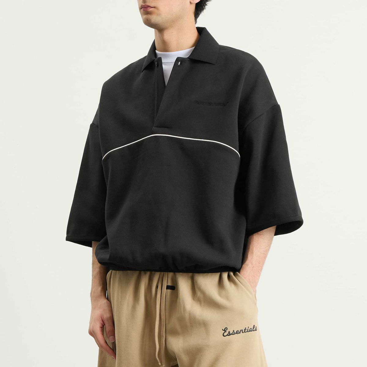 Fear of God ESSENTIALS Men's Active Trace Polo Sweatshirt in Vintage Black