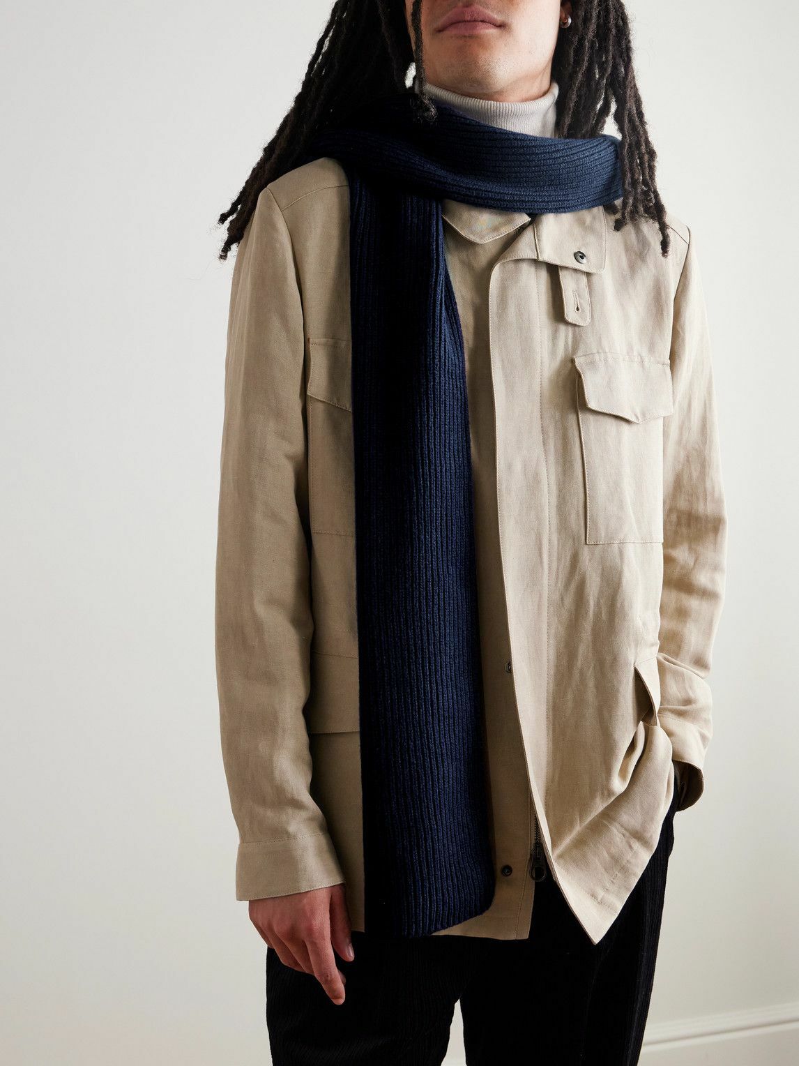 John Smedley - Stark Ribbed Recycled-Cashmere and Merino Wool-Blend Scarf