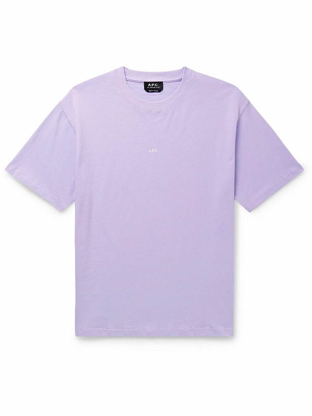 Photo: A.P.C. - Kyle Logo-Print Cotton-Jersey T-Shirt - Purple
