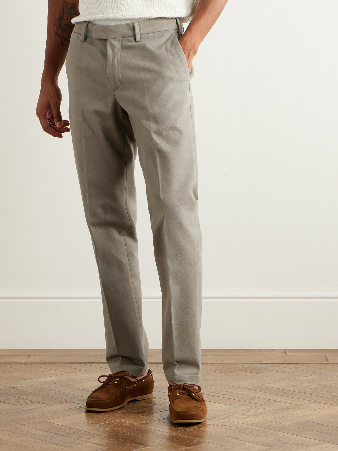 Thom Sweeney - Straight-Leg Cotton-Twill Trousers - Neutrals