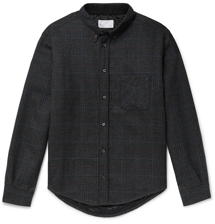 Photo: 4SDesigns - Checked Virgin Wool Quilted Lined Shirt - Blue