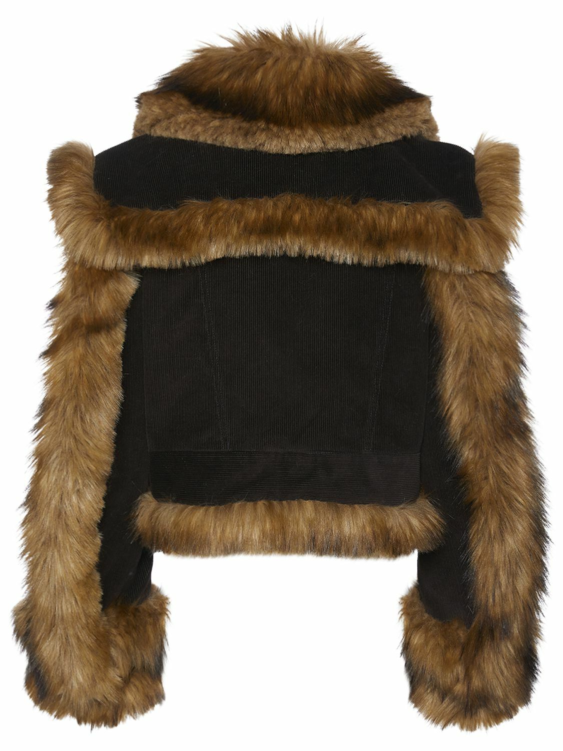 DSQUARED2 - Cropped Cotton Velvet & Faux Fur Coat Dsquared2