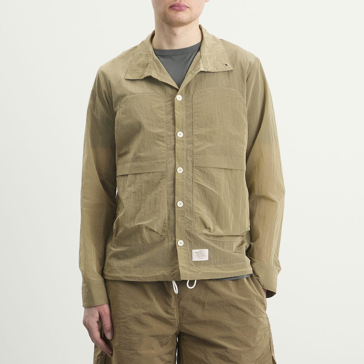 Ranra Men's Epitome Shiny Nylon Overshirt in Green
