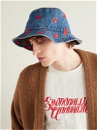 Emotionally Unavailable - Logo-Embroidered Denim Bucket Hat