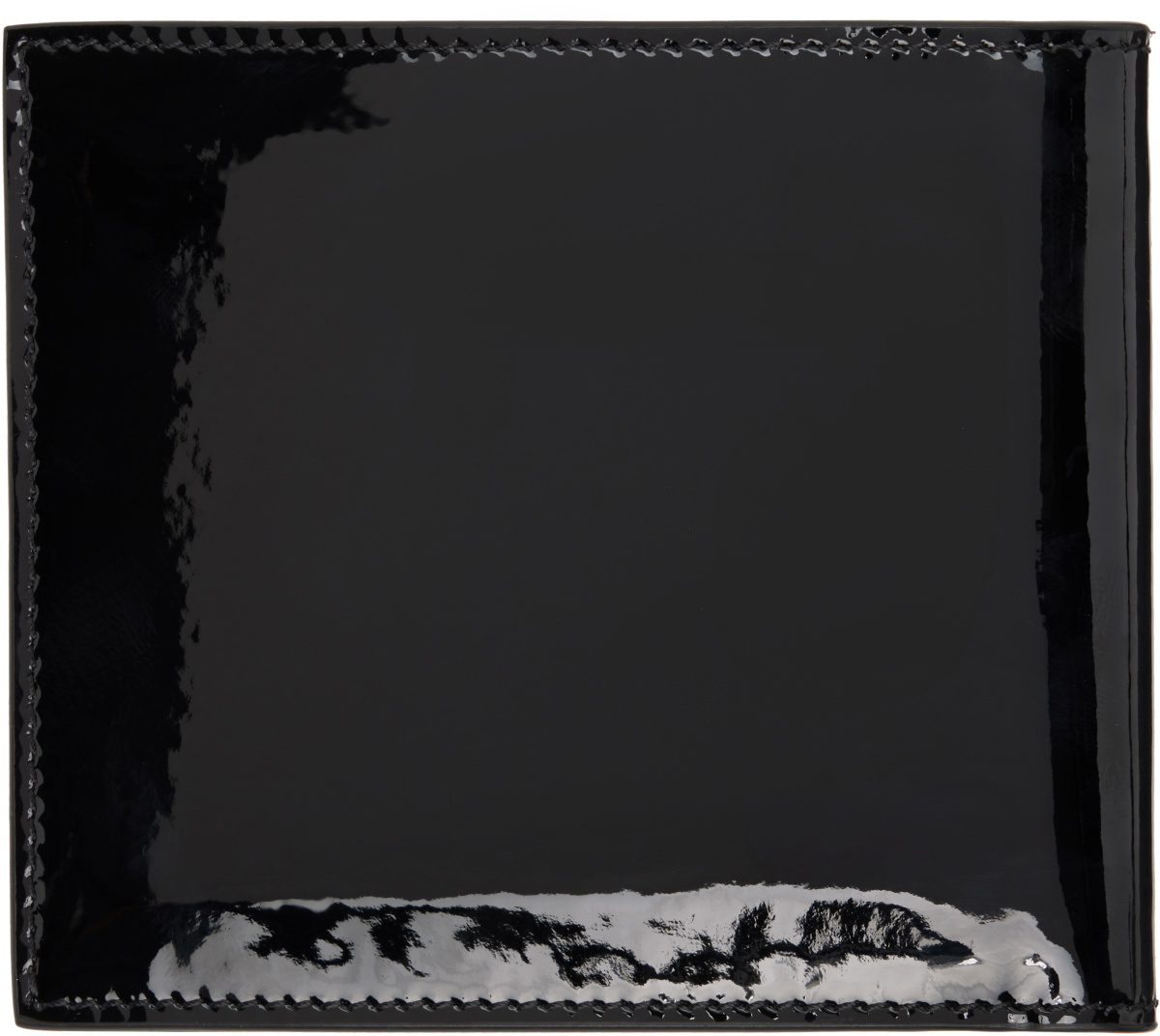 Thom Browne Black Patent 4-Bar Bifold Wallet
