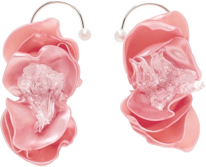 Photo: Tétier SSENSE Exclusive Pink Flower Ear Cuffs