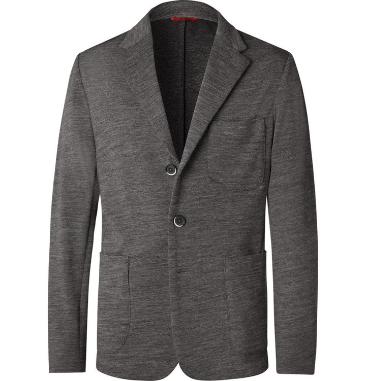 Photo: Barena - Grey Unstructured Mélange Wool-Blend Jersey Blazer - Gray
