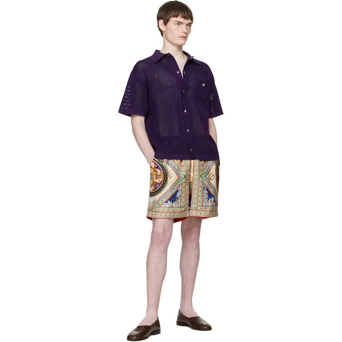 Casablanca Purple Short Sleeve Mesh Shirt