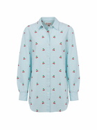 MC2 Saint Barth Woman Seersucker Cotton Shirt Brigitte With Cherry Patches