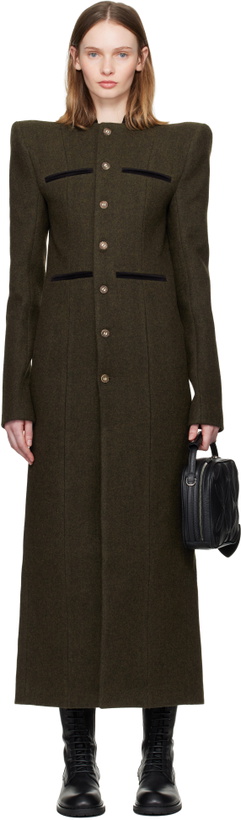 Photo: LAURA ANDRASCHKO Khaki Pagoda Loden Maxi Coat