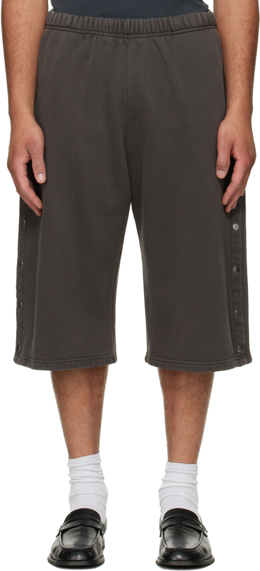 Les Tien Gray Part Snap Shorts