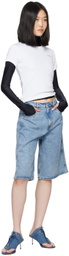Coperni Blue Faded Denim Shorts