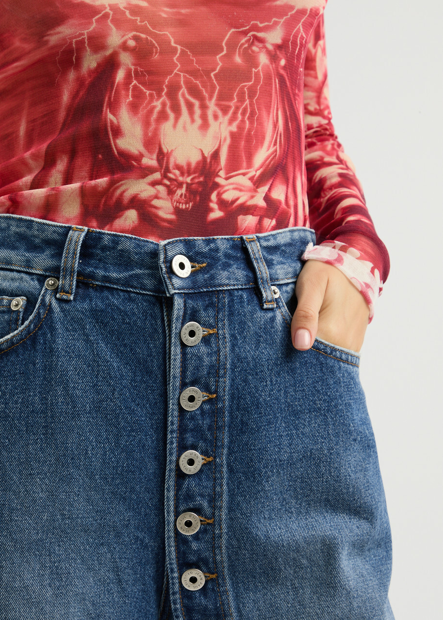 Jean Paul Gaultier Button-through Wide-leg Jeans Blue Jean