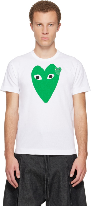Photo: COMME des GARÇONS PLAY White Large Green Heart & Emblem T-shirt