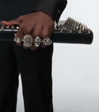 McQueen Four-Ring embellished leather clutch