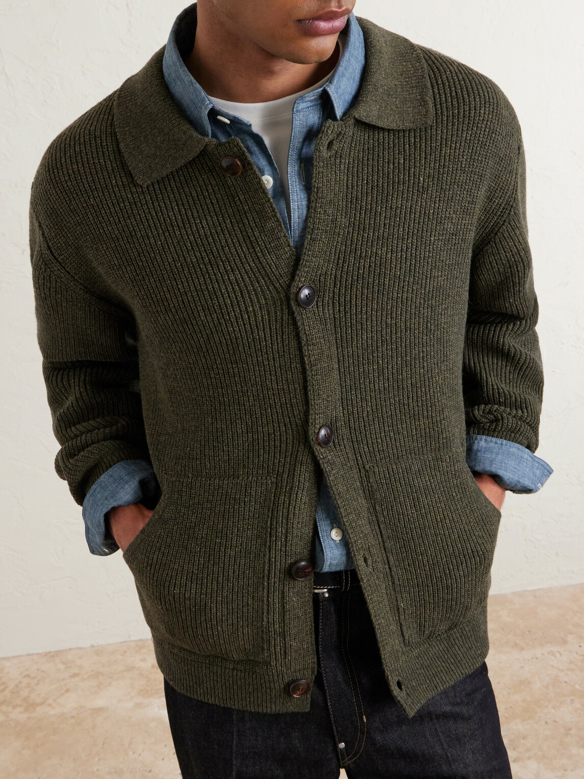 FrizmWORKS - Wool-Blend Cardigan - Green