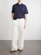 A.P.C. - Henry Striped Cotton-Blend Jersey Polo Shirt - Blue