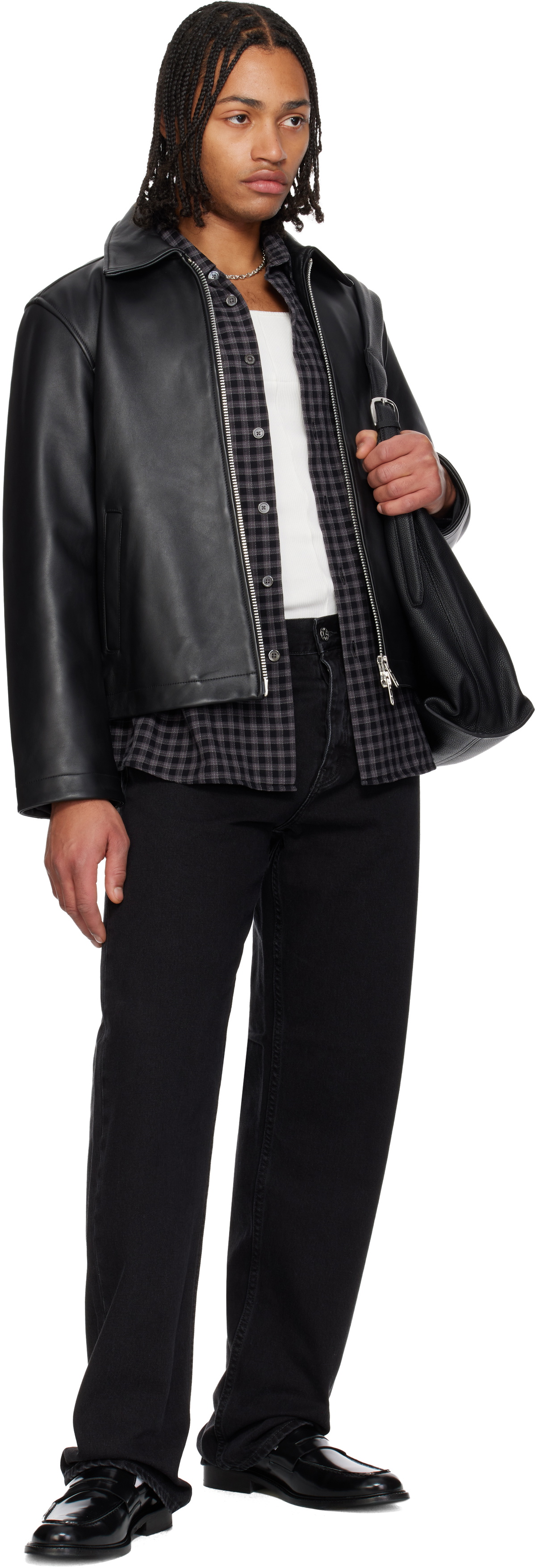 Sunflower Black Short Leather Jacket Sunflower