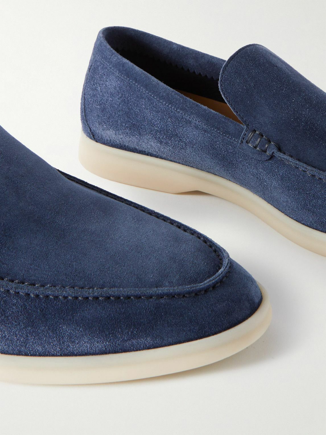 Loro Piana Summer Walk Suede Loafers Blue Loro Piana