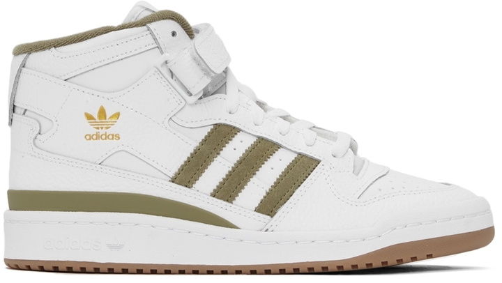 Photo: adidas Originals White & Khaki Forum Mid Sneakers