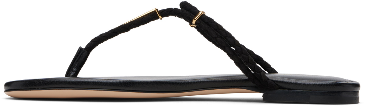 TOM FORD Black Woven Suede Lily Thong Sandals