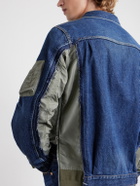 Sacai - Distressed Shell-Trimmed Denim Jacket - Blue