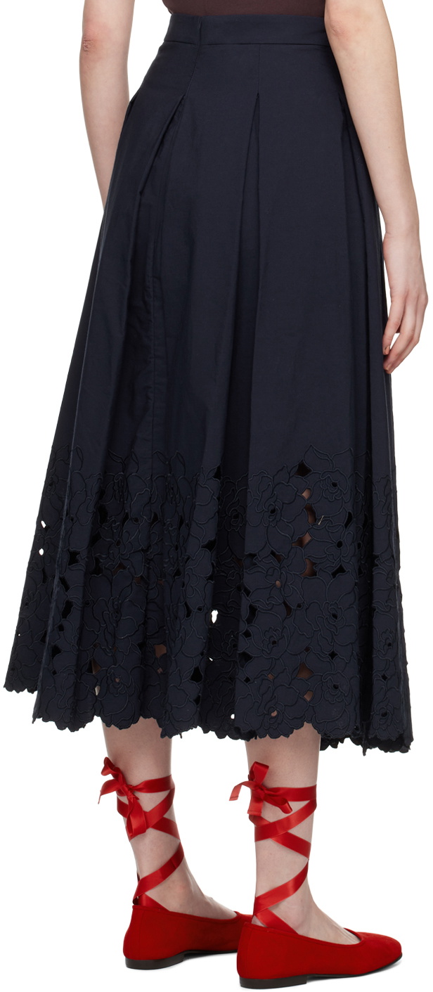 Erdem Navy Pleated Midi Skirt Erdem