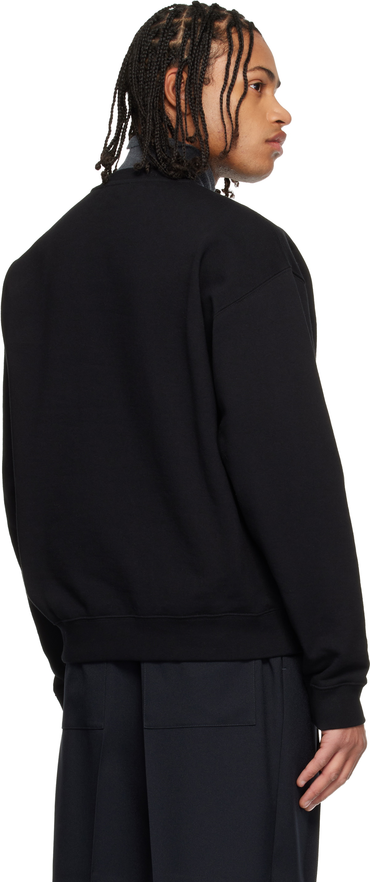 Jil Sander Black Cotton Terry Crew-Neck Sweatshirt