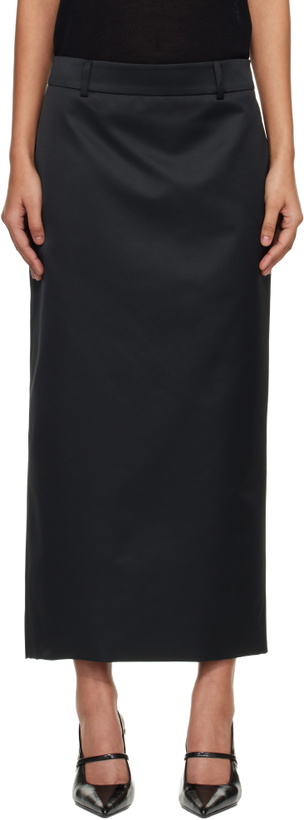 Photo: The Frankie Shop Black Alrose Satin Midi Skirt
