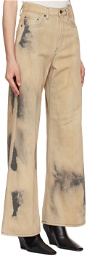Acne Studios Beige & Black Relaxed-Fit Jeans