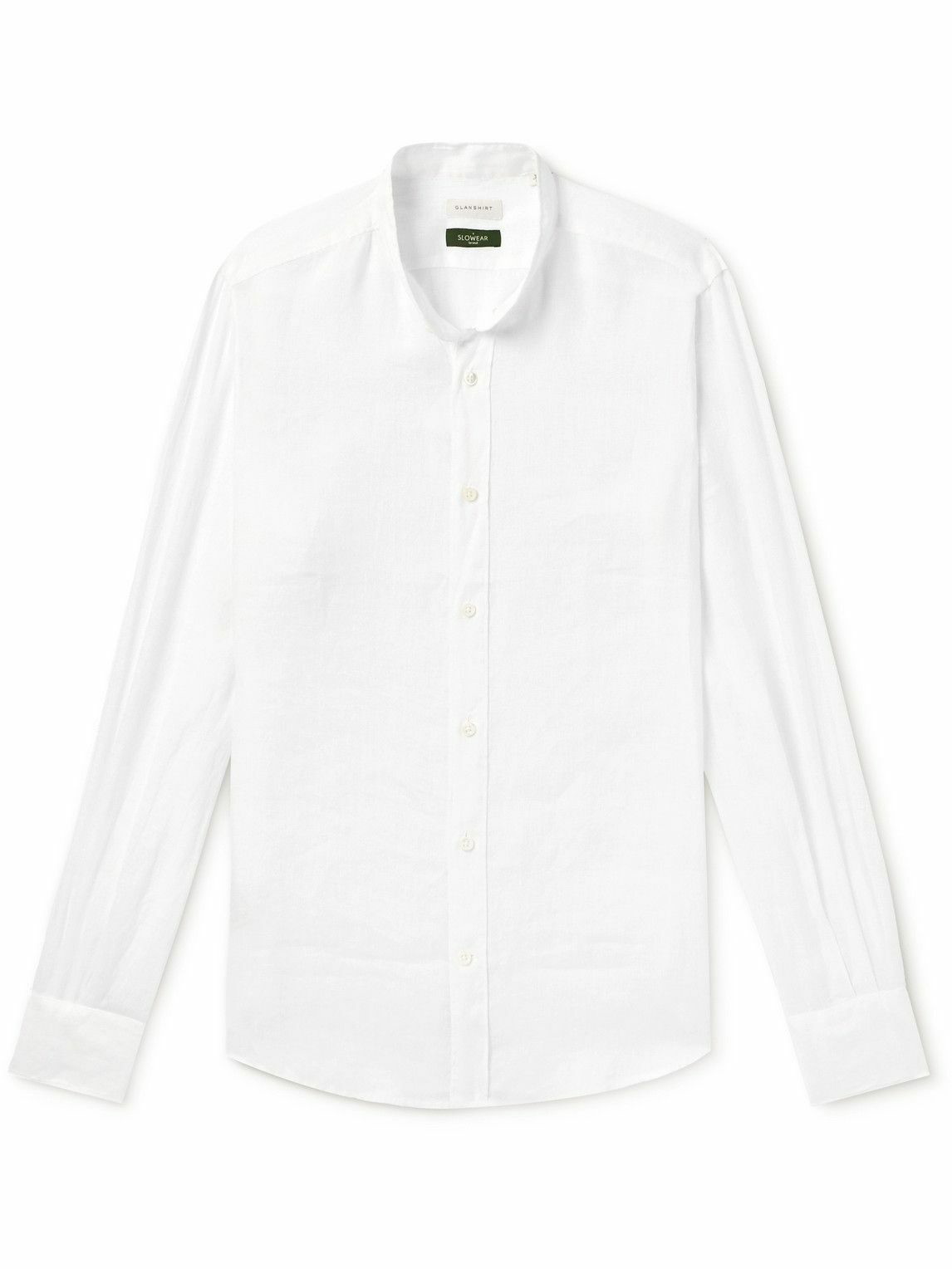 Photo: Incotex - Grandad-Collar Linen Shirt - White