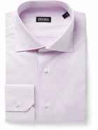 Zegna - Trofeo Slim-Fit Cutaway-Collar Cotton-Blend Twill Shirt - Purple