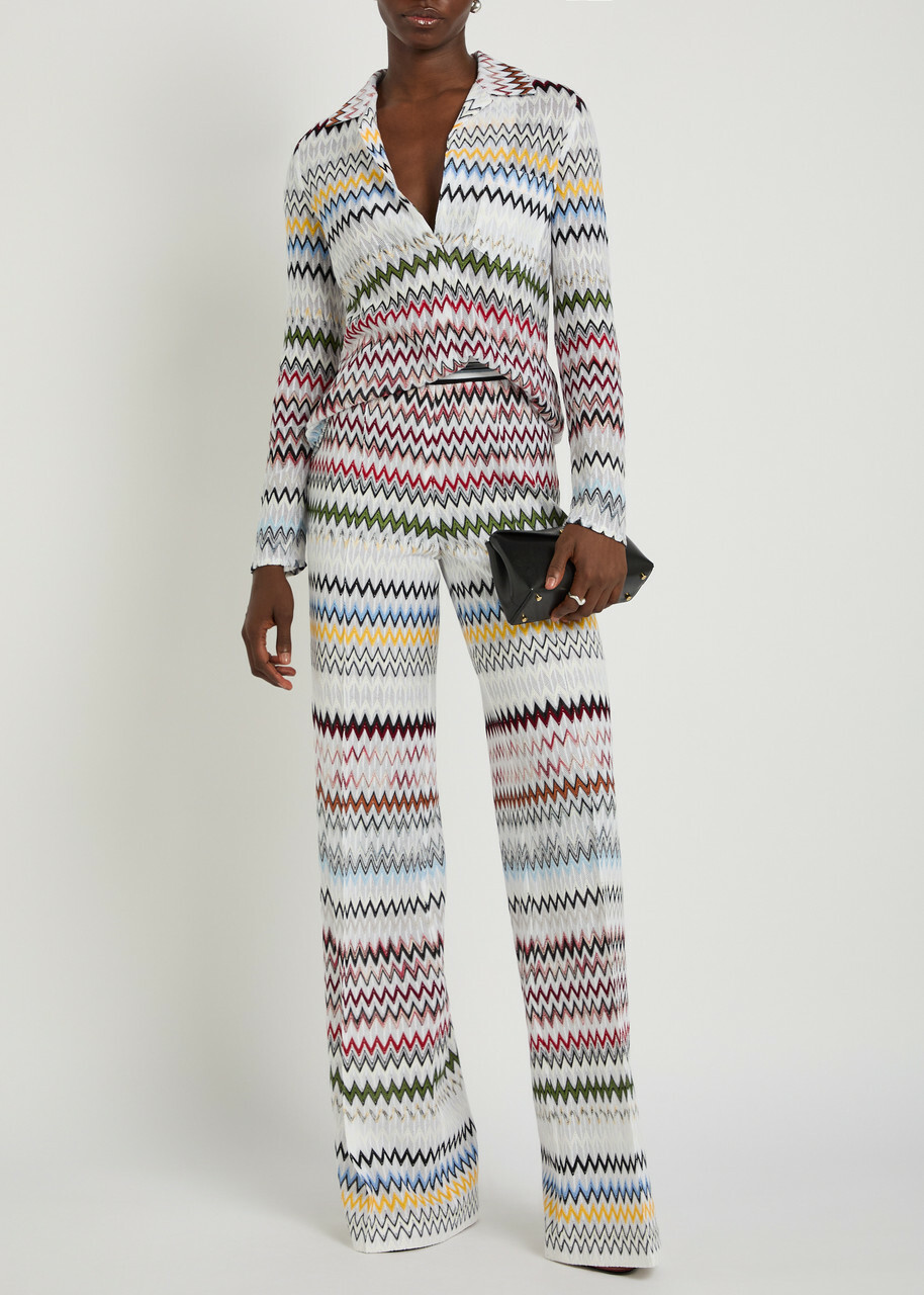 Missoni Chevron Fine-knit Wide-leg Trousers Multicoloured 1
