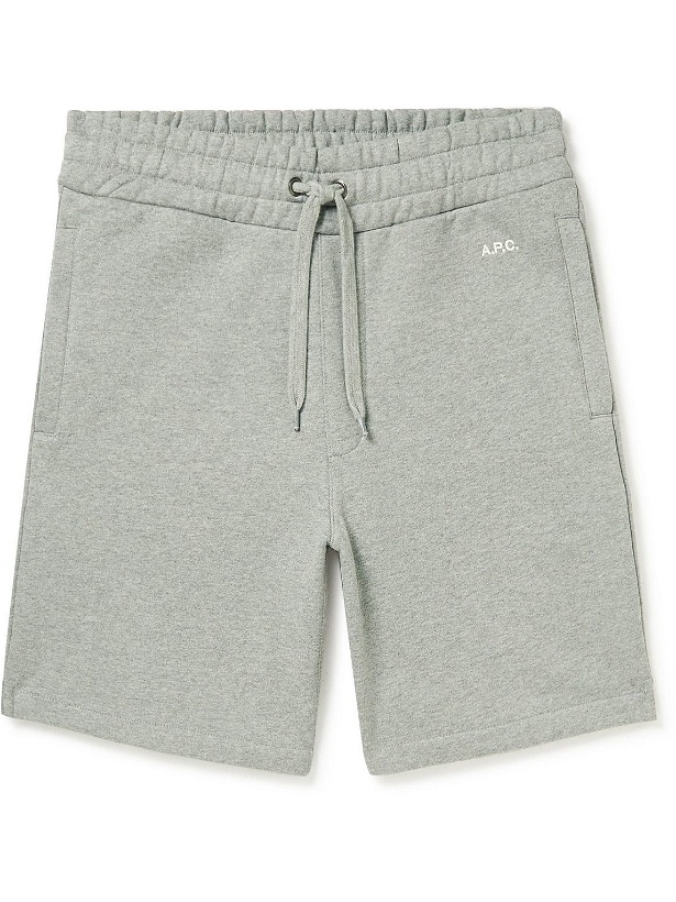 Photo: A.P.C. - Jordan Straight-Leg Cotton-Jersey Drawstring Shorts - Gray
