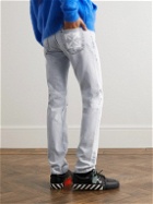 Off-White - Single Arrow Straight-Leg Suede-Trimmed Printed Jeans - Blue