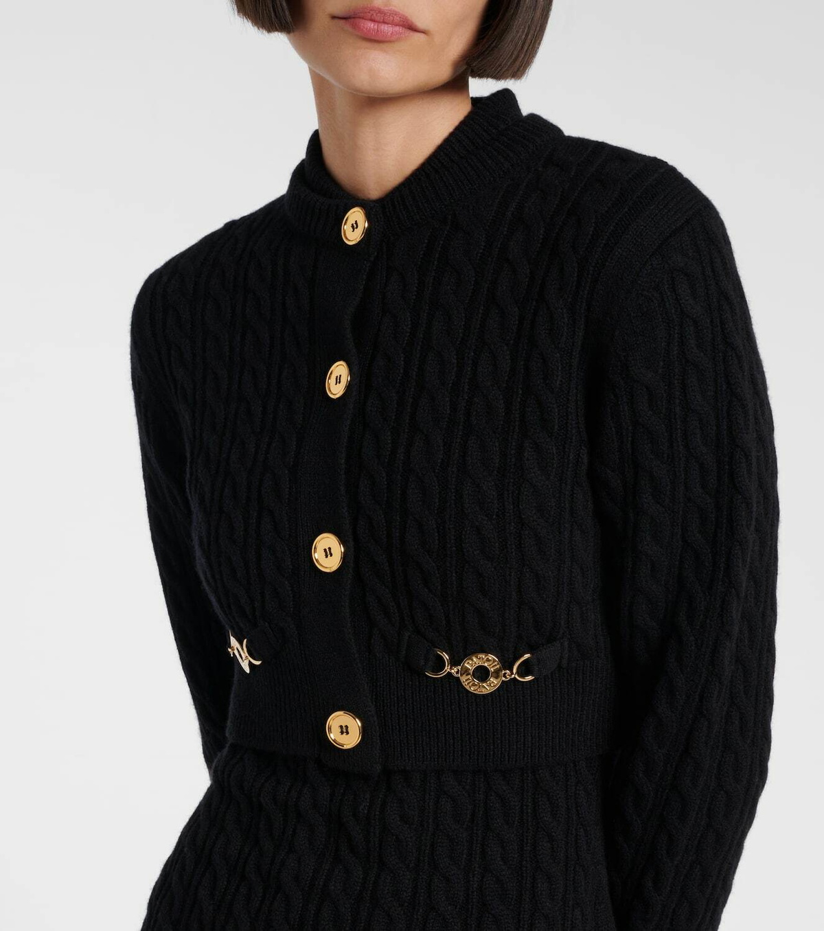 Patou Cable-knit wool and cashmere cardigan