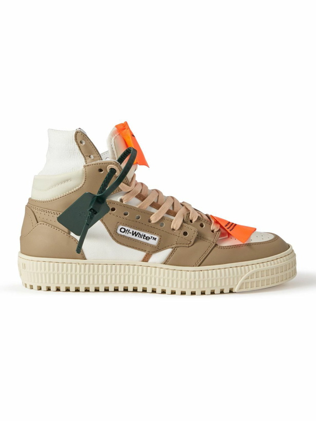 Photo: Off-White - 3.0 Off-Court Leather, Canvas and Suede High-Top Sneakers - Neutrals