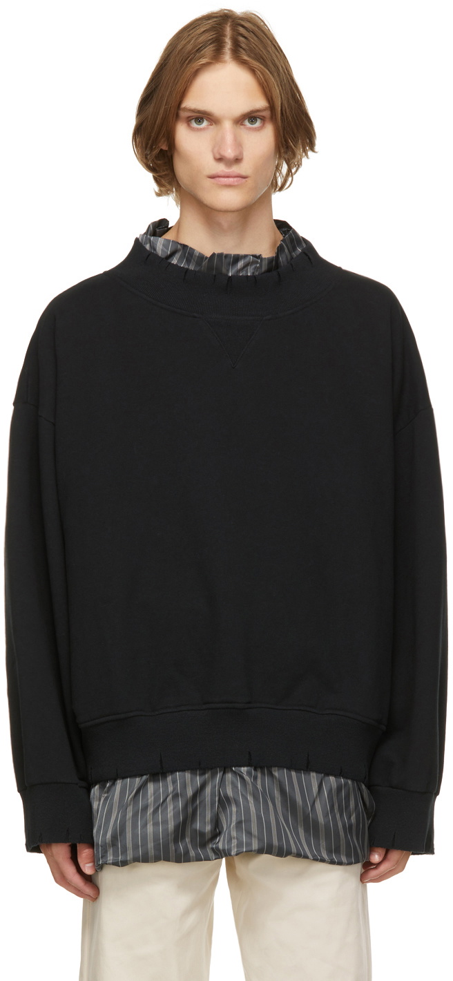 Maison Margiela Black Layered Cotton Sweatshirt